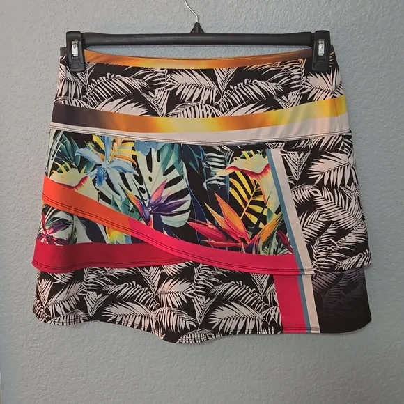 LUCKY IN LOVE Womens Bali Stripe Golf Skort sz Large (12) Multi Tropical Color - Picture 6 of 7